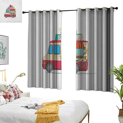 Amazon Com Warm Family Double Curtain Rod Truck Ice Cream Truck