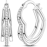 NARMO 925 Sterling Silver Hoop Earrings for Women Hypoallergenic Lightweight Simple Huggie Hoop Earrings Twisted Hoop Earrings Colorful Cubic Zirconia Hoop Earrings Rainbow Hoop Earrings