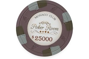Claysmith Gaming Pack of 50 Monaco Club Poker Chips, Heavyweight 13.5-Gram Clay Composite