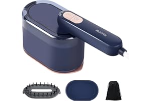iRUNTEK 2-in-1 Steam Iron & Clothes Steamer, Portable Garment Fabric Wrinkles Remover, 30s Fast Heat-up, 160ml Water Tank, Handheld Garment Steamer for Home, Travel and Office Use, Navy Blue