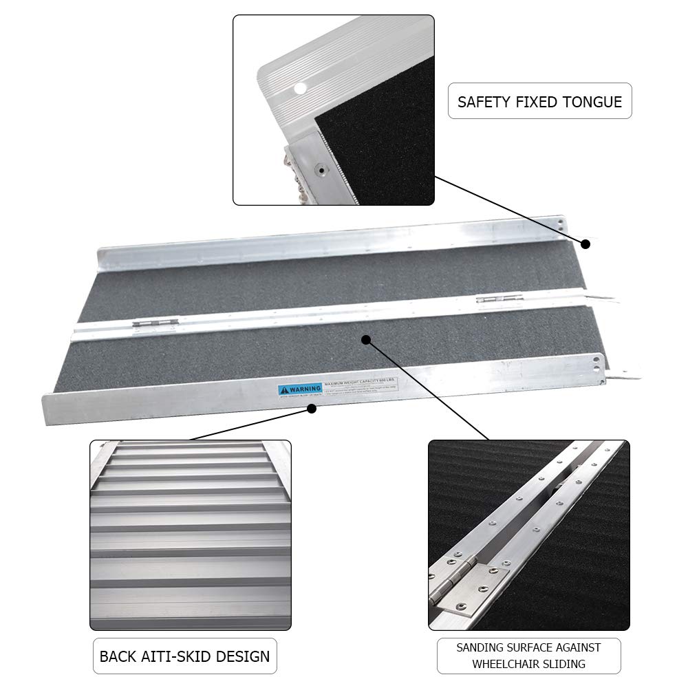 Mefeir 4′ Wheelchair Ramp Threshold Portable Ramps 4ft for Home Steps