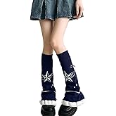 XEPST Flared Leg Warmers Kawaii Leg Sleeves Japanese Kawaii Clothes for Girls Women's Knee High Socks Cosplay Accessories, Navy Blue