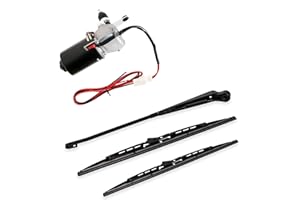 SCHRION UTV Windshield Wiper Kit Compatible With UTV Golf Cart Polaris Ranger RZR 800 900 1000 Can Am Kawasaki MULE Universal 12V Electric Motor 110 Degree Wipe 1 Arm 2 Blades