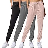Real Essentials 3 Pack: Women's Lounge Joggers Sweatpants with Pockets Yoga Running Athletic Workout (Available in Plus Size)