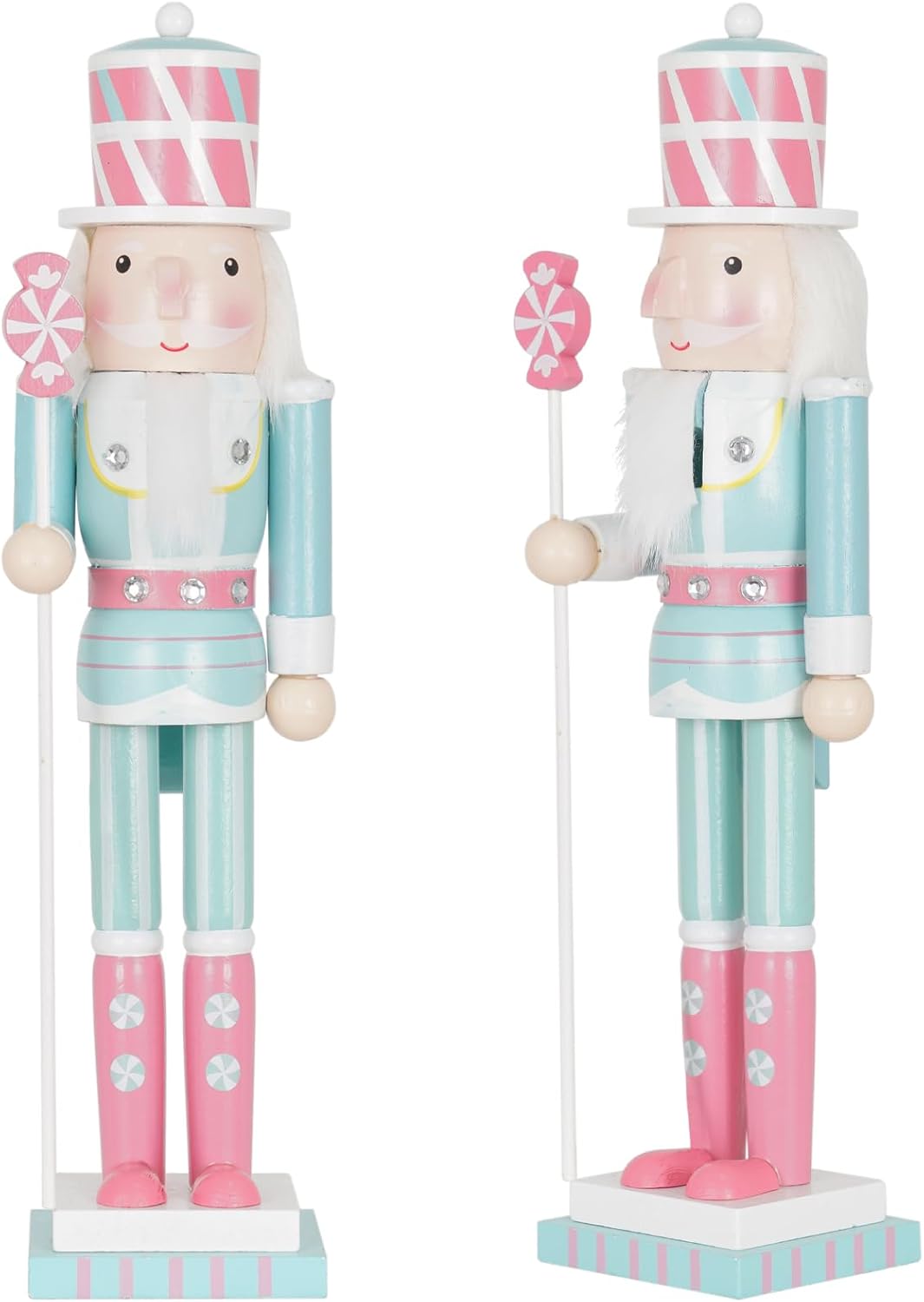 Nutcrackers - SUNSHINE DECOR Nutcracker Christmas Decor 15-Inch Wooden King and Soldier MintGreen Nutcracker Figure Ornaments for Table Mantel Chrismtas Tree Decorations (1PCS)