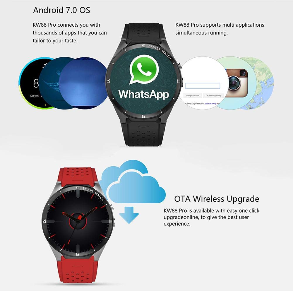 Amazon.com: IMSHI KW88 Pro 3G Smart Watch - Android 7.0 16G ...