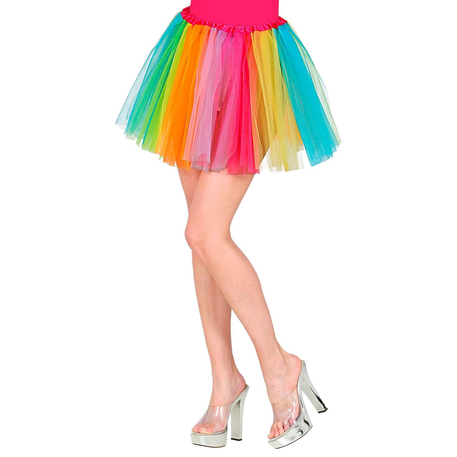 WIDMANN Women's 10341 Tutu Rainbow for Adults, Tulle Skirt, Dancers, Theme Party, Carnival, Multicoloured, One Size EU