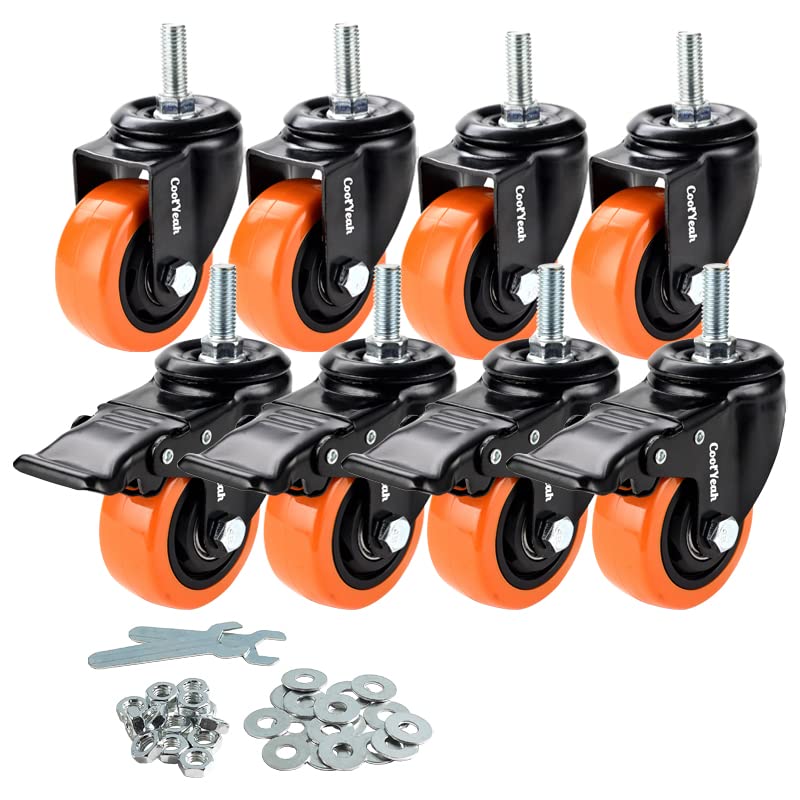 CoolYeah 3 inch Stem Casters, M12*30mm 1/2" 13 x 11/5" Threaded