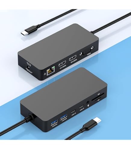Amazon.com: Dual HDMI+VGA Thunderbolt 4 Dock Works with Microsoft