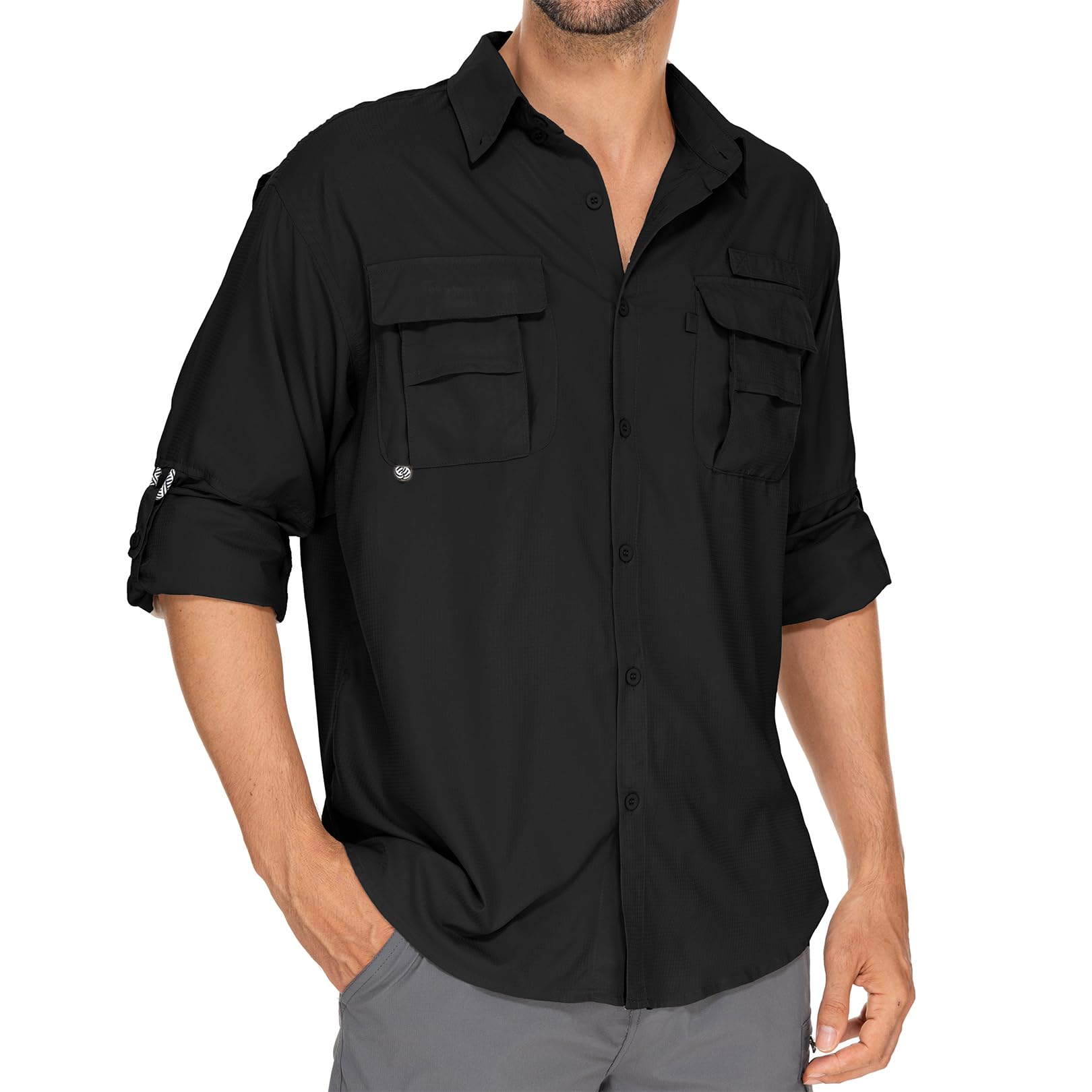 Anteef Mens Safari Shirts Long Sleeve UV Protection Fishing UPF 50 ...