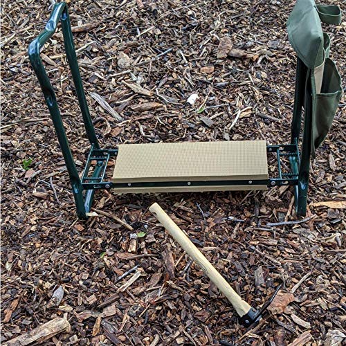 Truly Garden Kneeler/Seat with Cultivator Hoe. This Portable, Foldable Garden Bench Includes a Classic Garden Tool and Handy Tool Pouch Making it a Great Gift for Any Gardener.