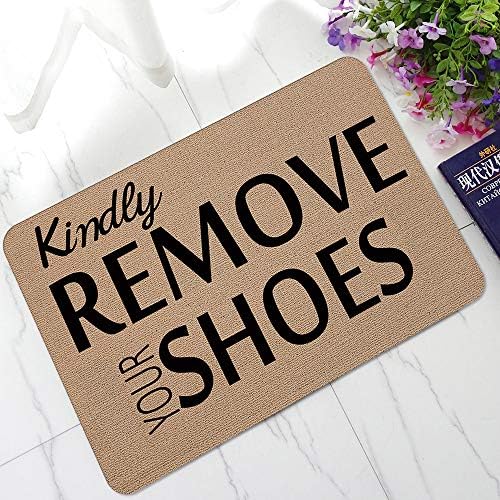 NIHAI Entrance Door Mat, Letter Funny Welcome Mat, Rectangle Non-Slip Polyester Welcome Floor Rug, Indoor Outdoor Mat for Bedroom Laundry Office Living Room Home Decor (F)