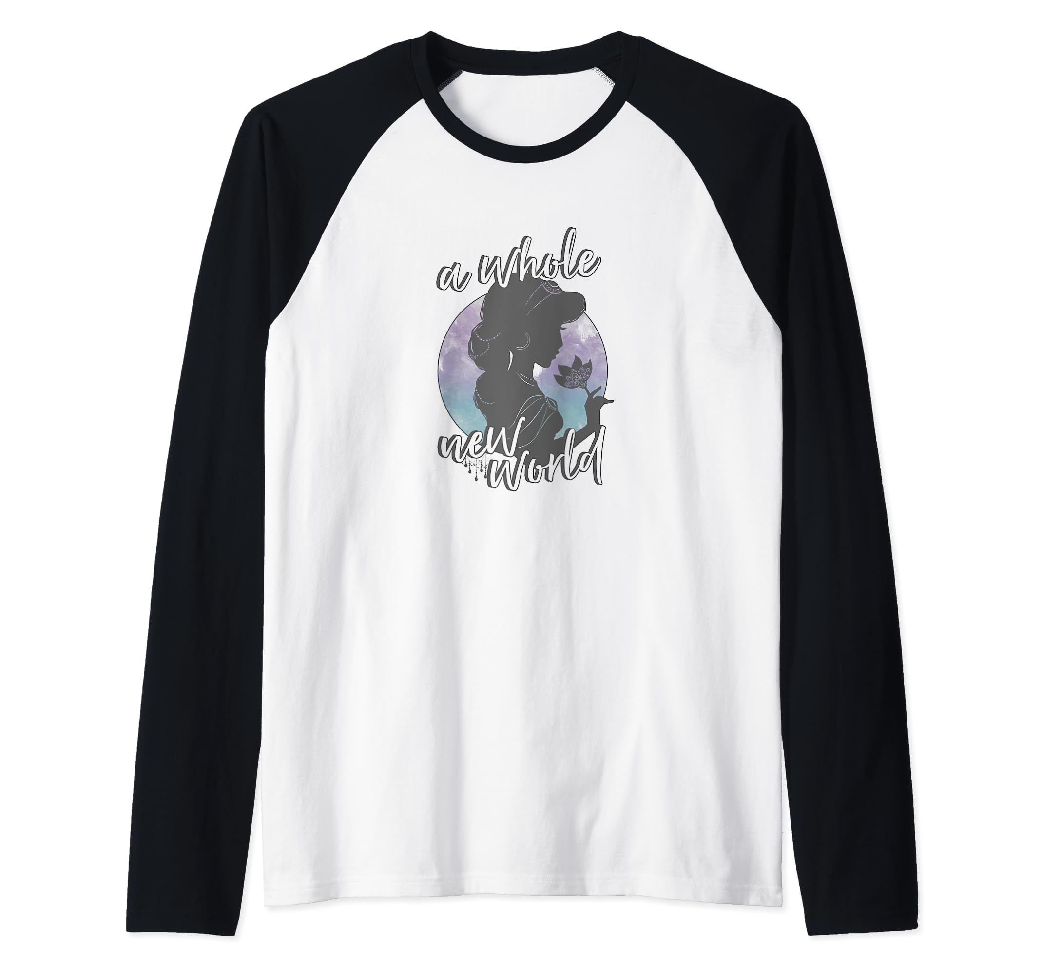 Disney Aladdin Jasmine A Whole New World Profile Silhouette Raglan Baseball Tee