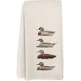 KFXHANGD Retro Duck Mallard Kitchen Towels, Hunting Gift Dish Towels, Rustic Farmhouse Ducks Decoy Decorative Hand Tea Towel for Bathroom Kitchen, Hunting Gifts for Mallard Duck Lovers Dad, 16x24 in
