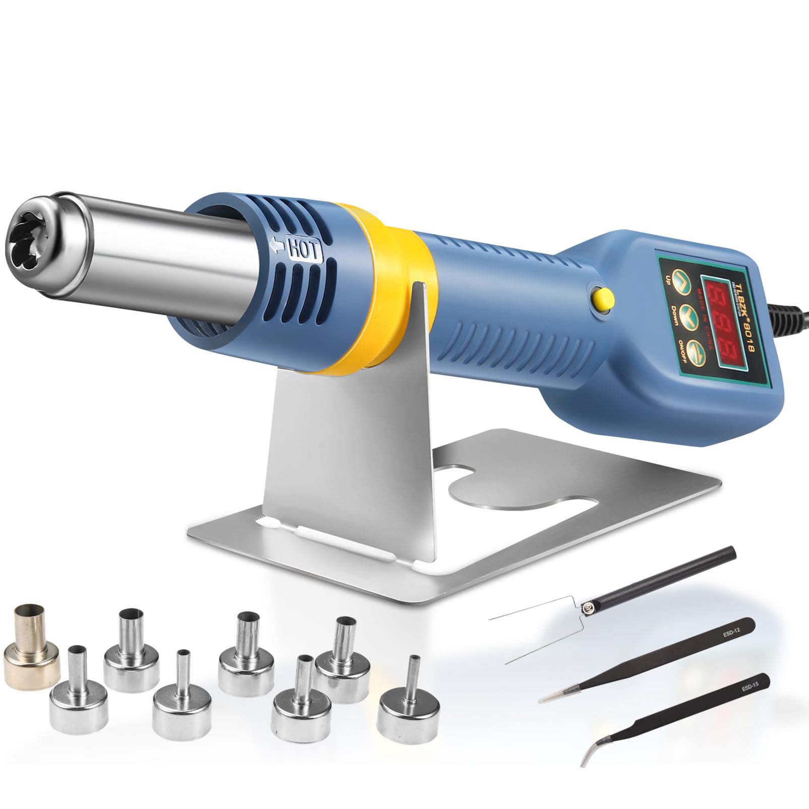 Photo 1 of TLBZK Hot Air Rework Station, 8018 Portable SMD Solder Station Heat Gun Digital Temperature Display with Nozzles Tweezers, °C/°F Conversion