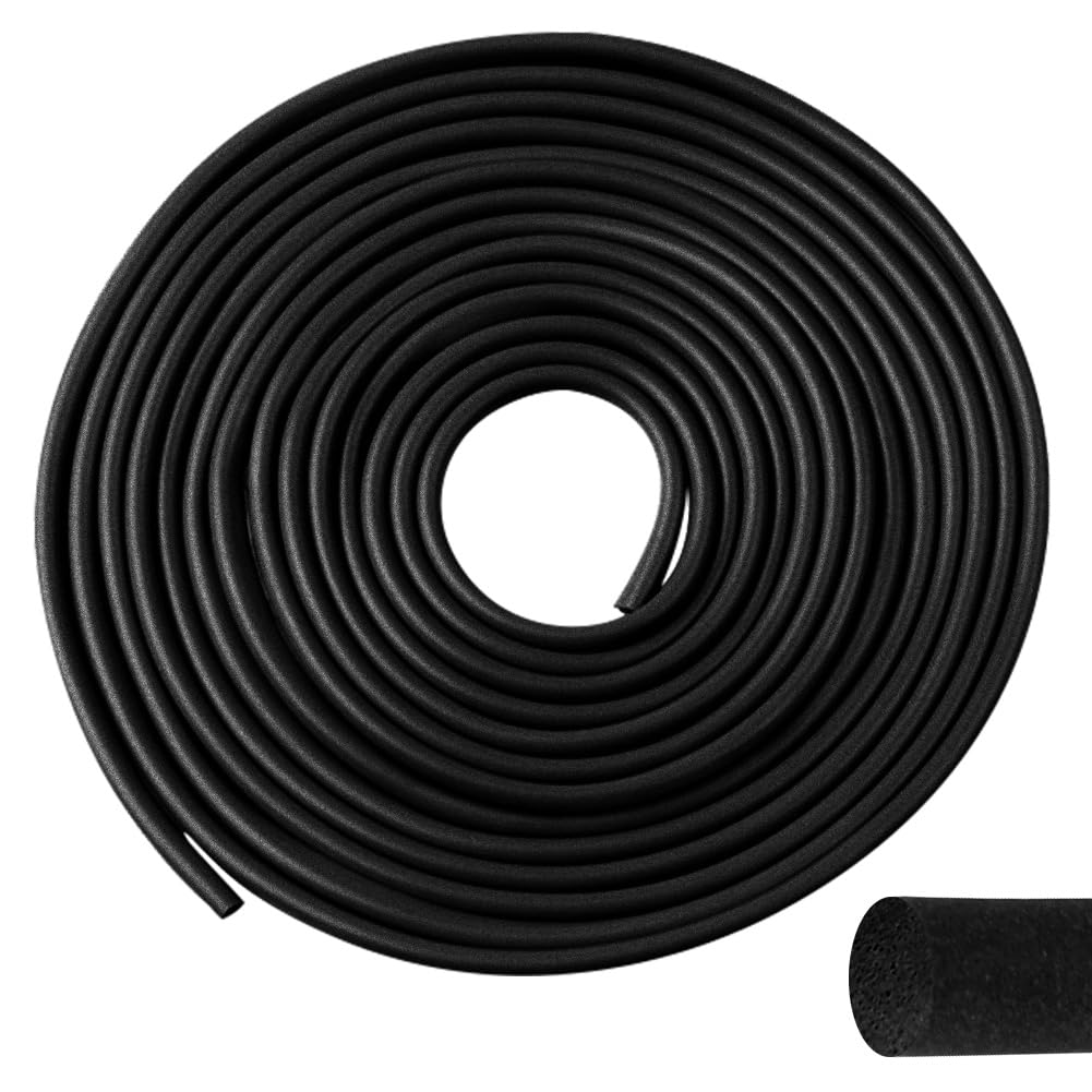 Backer Rod for Gaps and Joints, Black Caulk Saver Weather Stripping 6MM x 10M EPDM Rubber Round Seal Strip Foam Filler Rope zum Sealing Gap Blocker Insulation for DIY Gasket, Car, Industrial Equipment