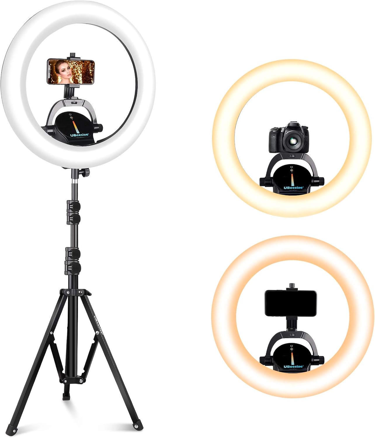 UBeesize Ring Light Kit: 17.5” Outer Led Ring Light with Wireless Control, Professional Bi-Color 3000K-6000K Circle Lights, Up to 5000Lux, Compatible with DSLR Cameras, Cell Phones and Webcams. : Camera & Photo
