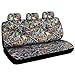 BDK Camo Gray Forest Car Seat Cover & Floor Mat Set - Front Rear Headrests, 4 Floor Mats - Universal Fit