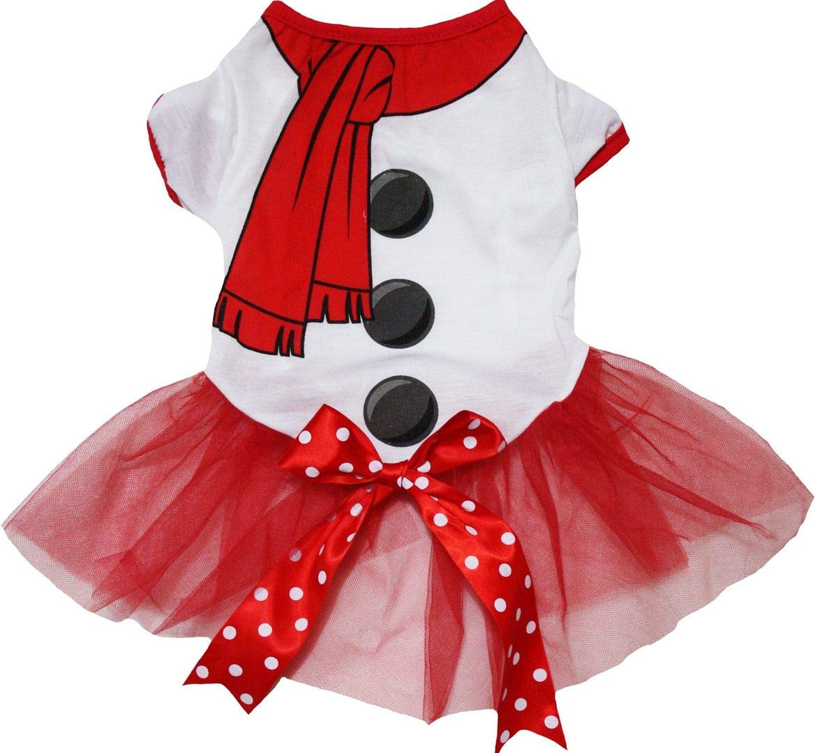 Petitebelle Christmas Theme Puppy Dog Dress (Snowman, Small)
