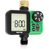 RESTMO Water Timer, Oversized LCD Sprinkler Timer with Brass Inlet | 1-Zone Programmable Timer Up to 11h59m, Rain Delay/Manual/Automatic, Hose Timer for Outdoor Soaker Hose and Lawn