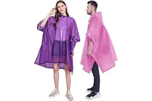 YUNLOVXEE Rain Poncho Raincoats for Adults Reusable - 2-5 Pack EVA Waterproof Rain Coat with Hood, Rain Gear for Women Men