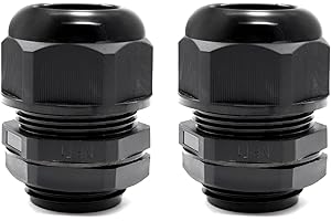 Tnuocke 2 PCS Nylon Cable Glands 1" NPT,Waterproof Adjustable Diameter 13-25.5mm Cable Connectors,Plastic Cable Gland Joints with Gaskets 1 NPT-BK
