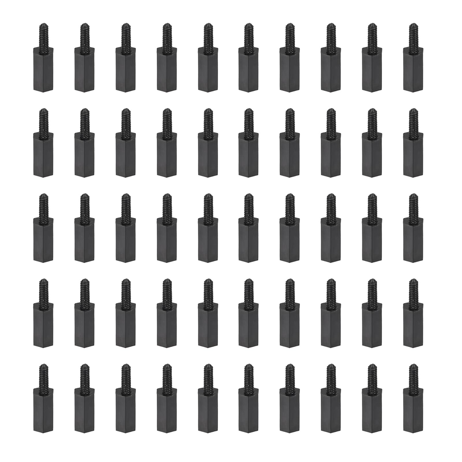 YOKIVE 50 Pcs M2 Standoff Screws, Nylon Hex PCB Standoffs with High Insulation Effect, Keep Height Consistent, Great for Motherboard (Black, 8mm+6mm)