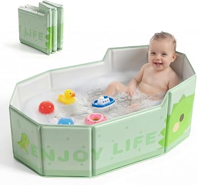 Orzbow Foldable Baby Bath Tub Green Easy Clean Safe Durable