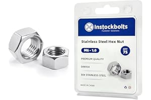 Instockbolts Hex Nuts, M6-1.0 Stainless Steel 304 (18-8) Hex Nut, 70pcs