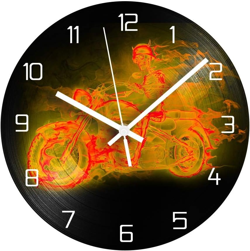 Motorcycle Shape Clock Vintage Decorative Wall Clock with Mute