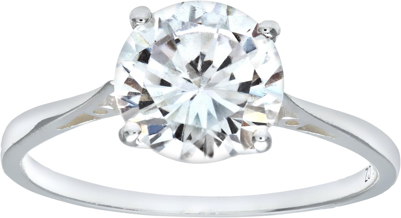 Mogul Silver Cubic Zirconia Set Solitaire Ring