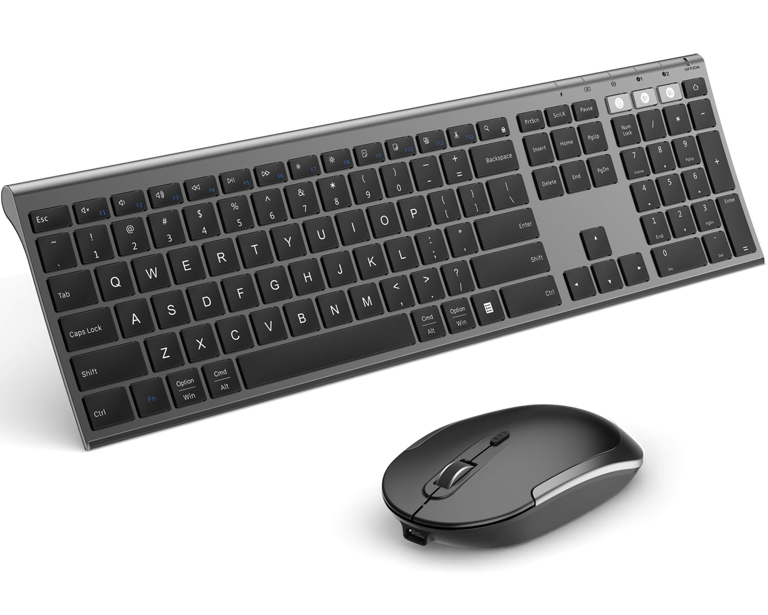 Photo 1 of Bluetooth Keyboard Mouse, Multi-Device Wireless Keyboard and Mouse Combo, Dual-Mode(Bluetooth + Bluetooth + USB), Ultra Slim, Rechargeable, for Windows/Mac OS (Space Gray)