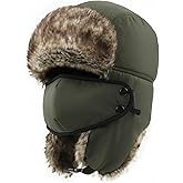 XXL Oversize Trapper Hat Winter Hats with Faux Fur Ear Flaps for Women Men,Big and Deep Hunting Hat Windproof Ski Cap