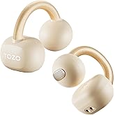 TOZO OpenEarRing True Open Ear Earbuds, Lightweight Comfort Open Ear Clip Wireless Earbuds, 40H Play Bluetooth 5.4 Headphones with Smart Digital Display Design Fit Sports Running, Workout Khaki
