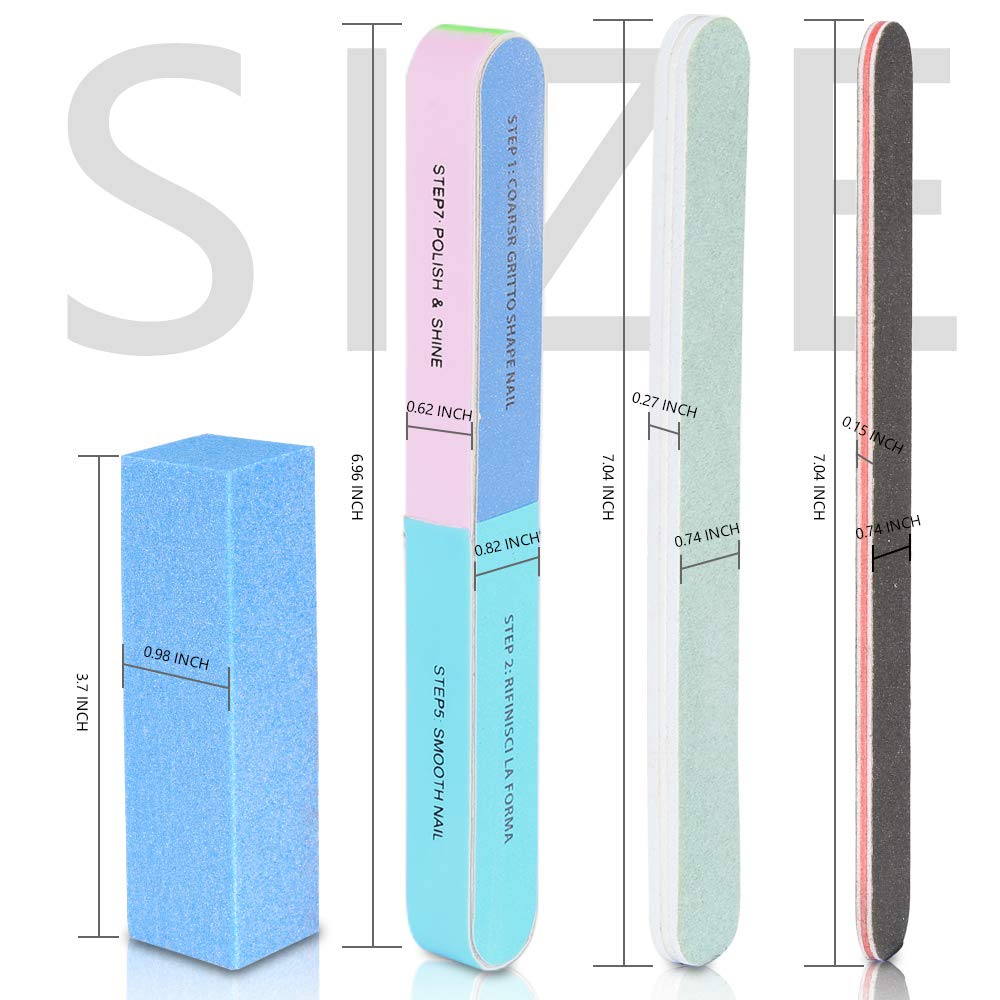 Nail Files and Buffers, FANDAMEI 20PCS Professional Manicure Tools Kit. Rectangular Nail Buffer Block & 100/180 Grit Nail File, 7 Way Nail File & Nail Polishing Buffer. Nail Care File Buffer Tool : Beauty