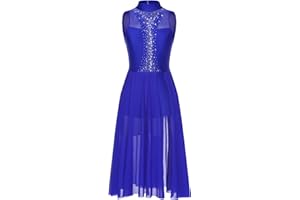 HULIJA Women Lyrical Dance Dress Shiny Sequin Contemporary Modern Dance Costumes Flowy Balllet Leotard