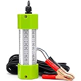 70W 130W DC 12V IP68 Waterproof Aluminum High Power Glowing Boat Fish Attractants Lure Green Submersible Fishing Lights LED Underwater For At Night Snook Crappie with Battery Clips Cigarette Charger Plug