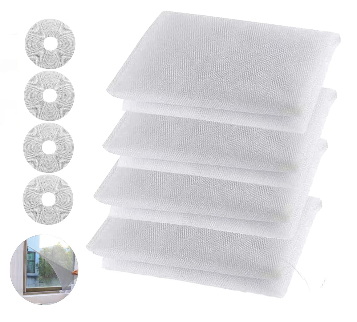 YKKJ 4 Pieces Window Screen Mesh，Window Screen Mosquito Insect，Suitable for kitchen, bedroom, living room.（1.3m × 1.5m）