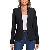 MINTLIMIT Womens Casual Blazers Notched Collar Two Button Suit Jacket Work Office Long Sleeve Blazer with Pockets,M,Black
