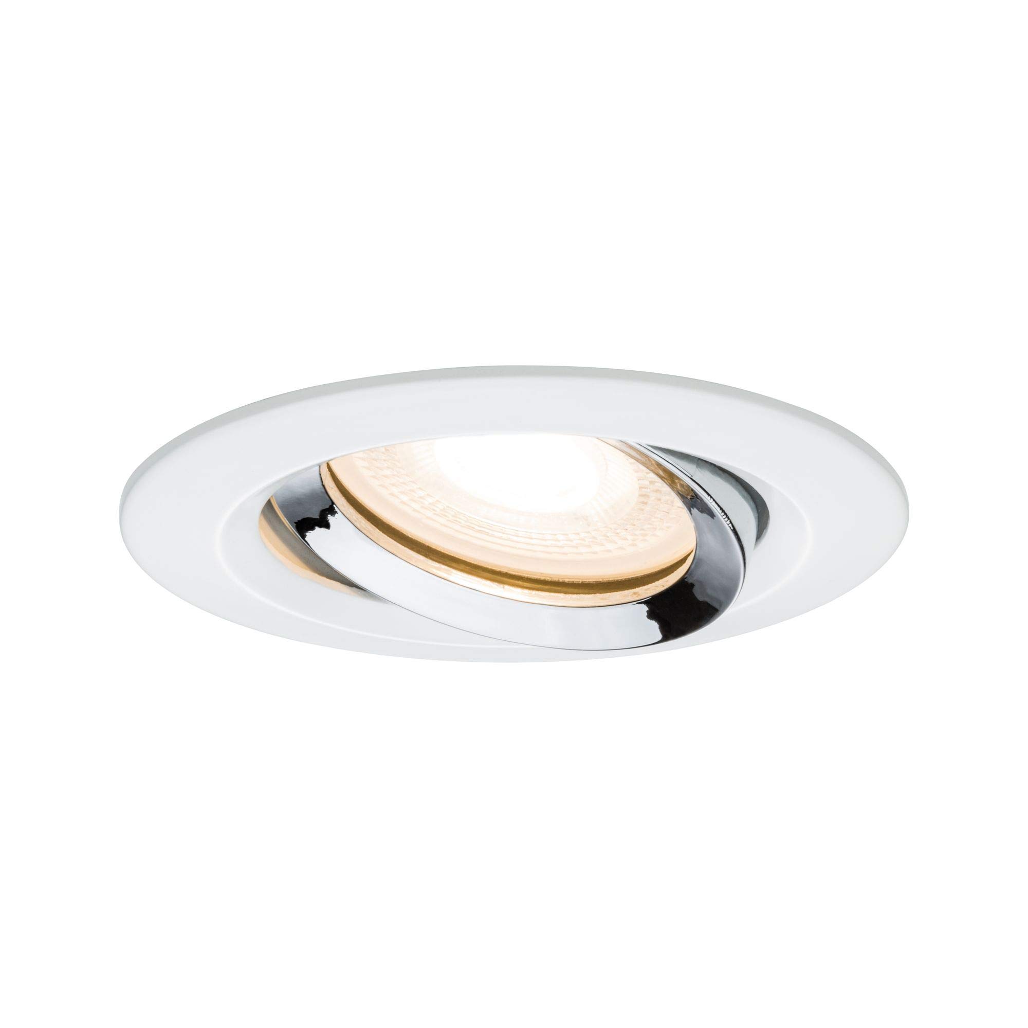 Paulmann Nova 92903 LED Recessed Spotlight Round IP65 7W / Complete Set of 1 / Includes GU10 Bulbs/White Pivoting Recessed Light/Aluminium / 7 W/Matte Chrome