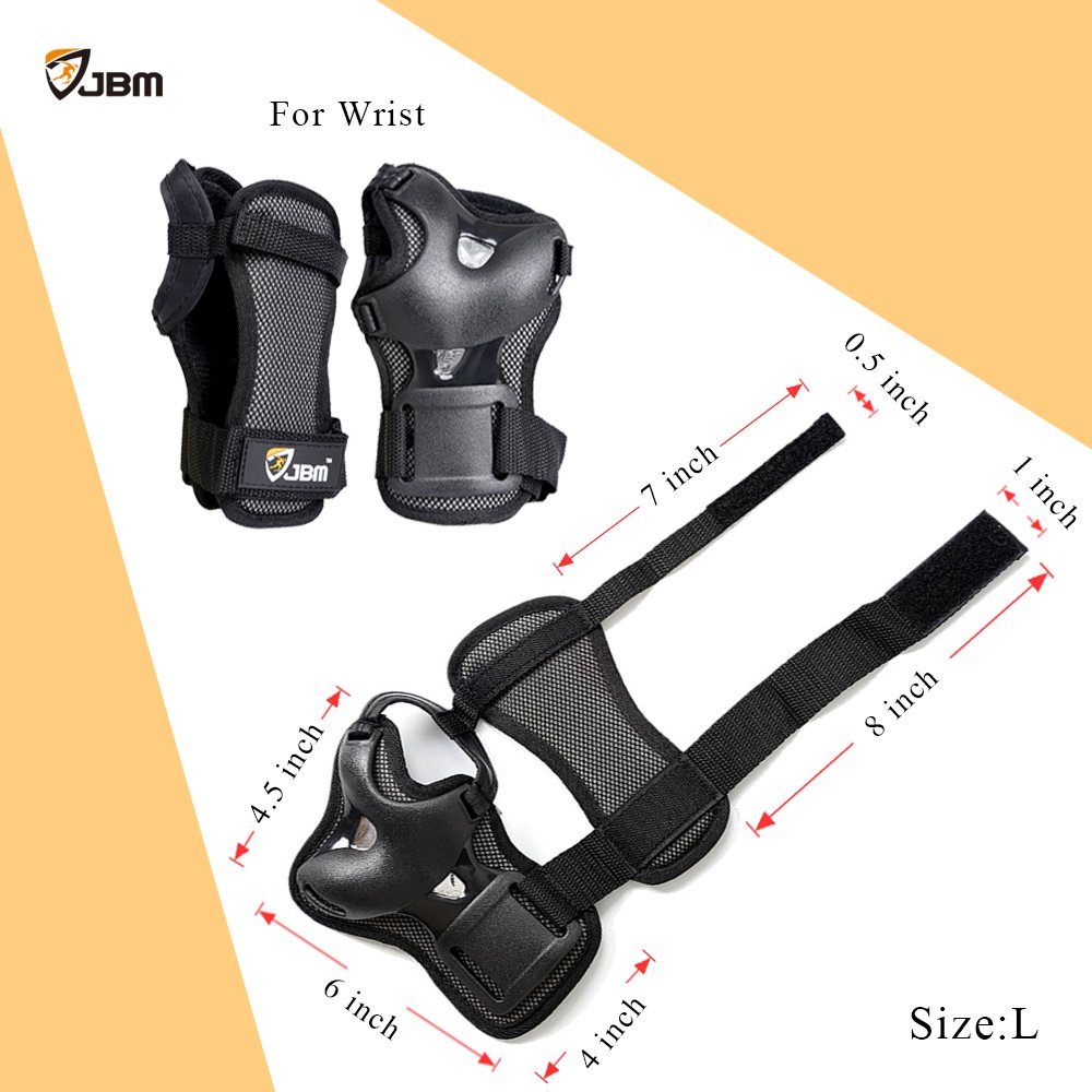 JBM BMX Bike Knee Pads and Elbow Pads with Wrist Guards Protective Gear Set for Biking, Riding