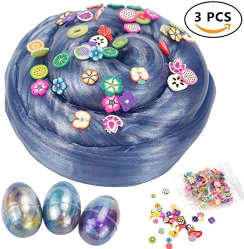 Soft Egg Slime Colorful Fluffy Slime, Galaxy Egg Slime Mud Soft Slime Scented Stress Relief Toy Sludge Toys for Kids Adult (3pack-6 OZ)