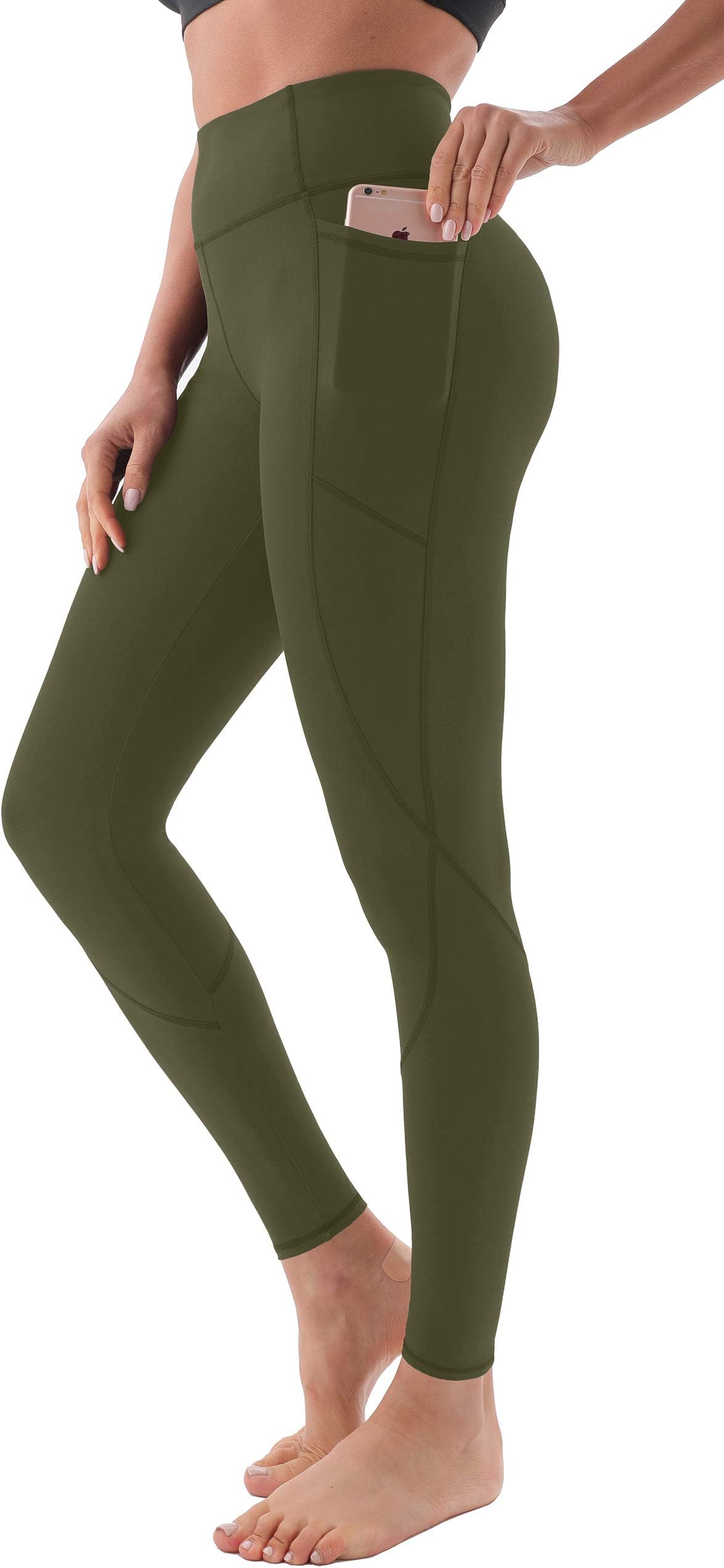 Women’s High Waist Yoga Pants with Pockets, Tummy Control Workout Running 4 Way Stretch Yoga Leggings