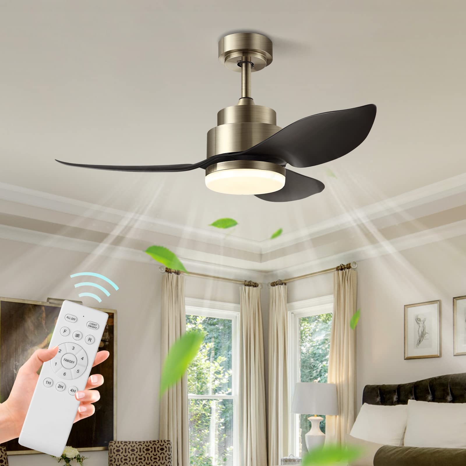Surtime Modern Ceiling Fans With Lights Remote