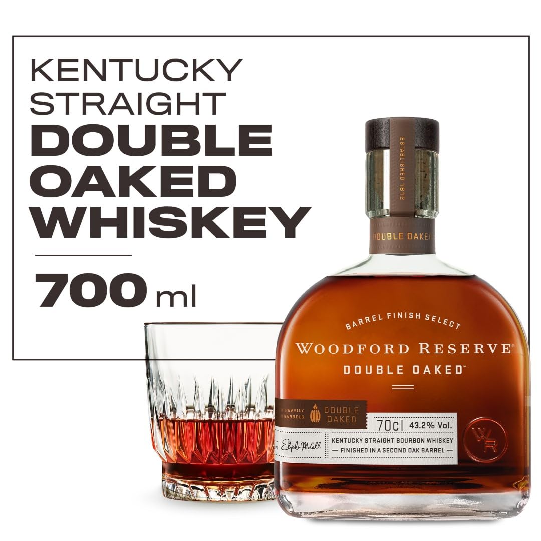 Woodford Reserve Double Oaked - Bourbon Whiskey - Ein hochwertiges Geschenk - Vollmundig würziger, süßer Geschmack nach dunkler Schokolade & Karamell - 0.7L/43,2% Vol. 2