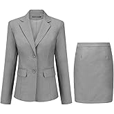 YUNCLOS Women's 2 Pieces Skirt Suit Set Long Sleeve Blazer Jacket and Pencil Skirt