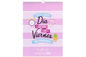 The Yellow Clip - Calendario Organizador de pared 2026, Calendario grande de pared, para Mujer, (VIERNES)