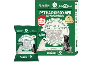 FurGone by Seedshub Upgarded Pet Hair Dissolver Pro Washing Machine Cleaner Powder, Deep Cleaning Pet Bedding,100g, 4 Sachets, Dog Cat Hair | Stain | Odors Remover for Laundry, No More Fur