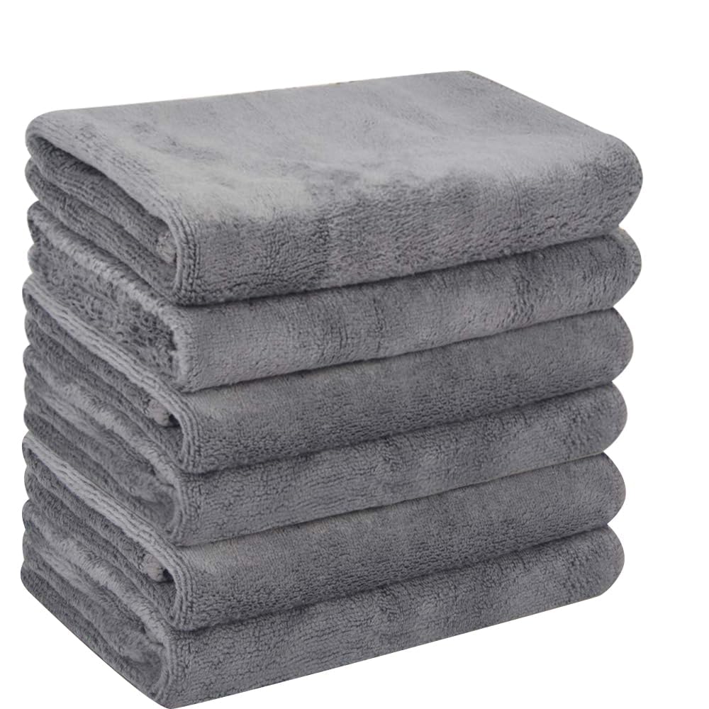 HIDMD Microfiber Face Cloth Makeup Remover Cloths Facial Washcloths Face Cleaning Towels For Eye Exfoliating Bath 12InchX 12Inch 6 PACK Grey