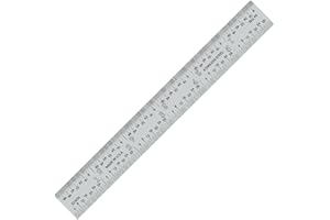 PEC Tools 6“ Rigid Steel Ruler, Precision Stainless Steel Ruler, 1/32” and 1/64" Graduations on Front, Decimal Equivalent Chart on Back. Made in USA.